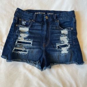 Curvy High-Rise Shorty American Eagle Distressed Shorts
